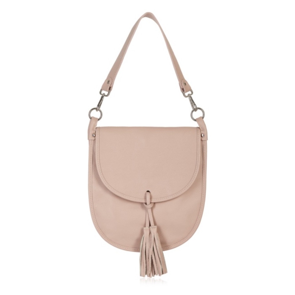 NEW Andrea Cardone Made In Italy Antique Pink Leather Tassel Shoulder Bag